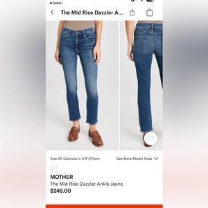 MOTHER Size 29 Mid Rise Dazzler Ankle Jeans